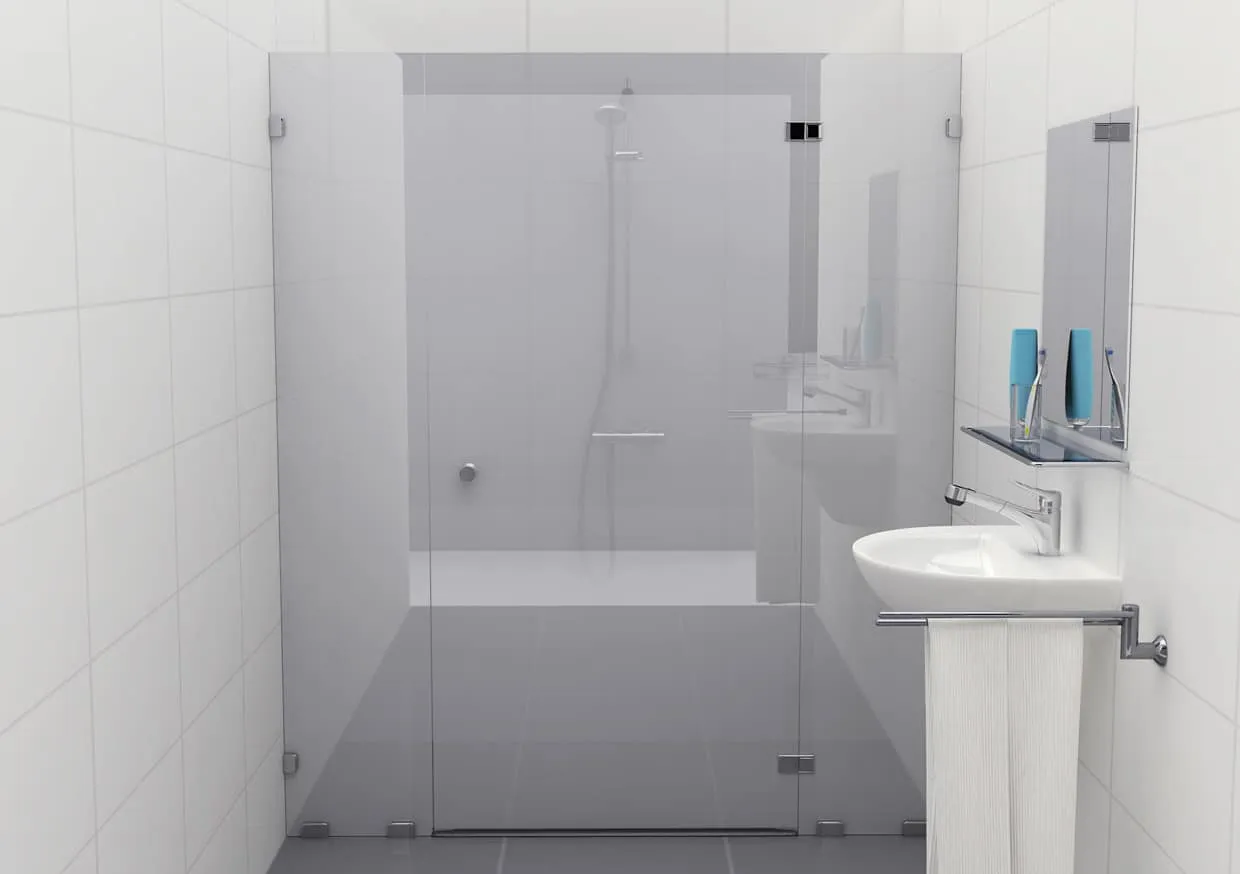Douchecabine 180 graden mat glas met glasklem Type H (deur midden)