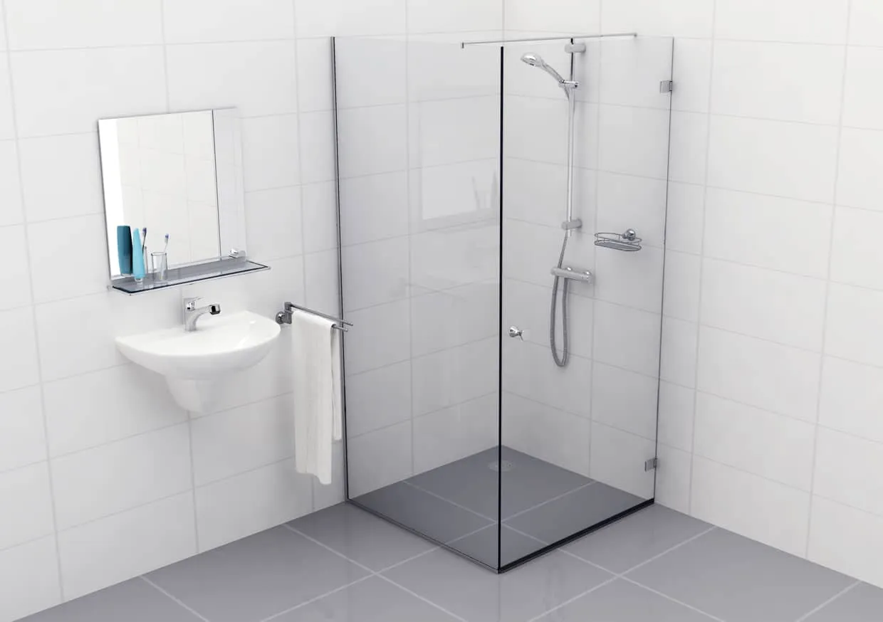 Douchecabine 90 graden transparant glas met U-profiel Type J