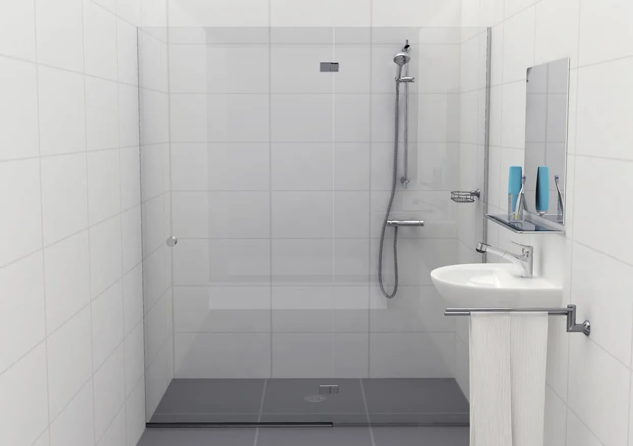 Douchecabine 180 graden transparant glas met U-profiel Type G (deur links)