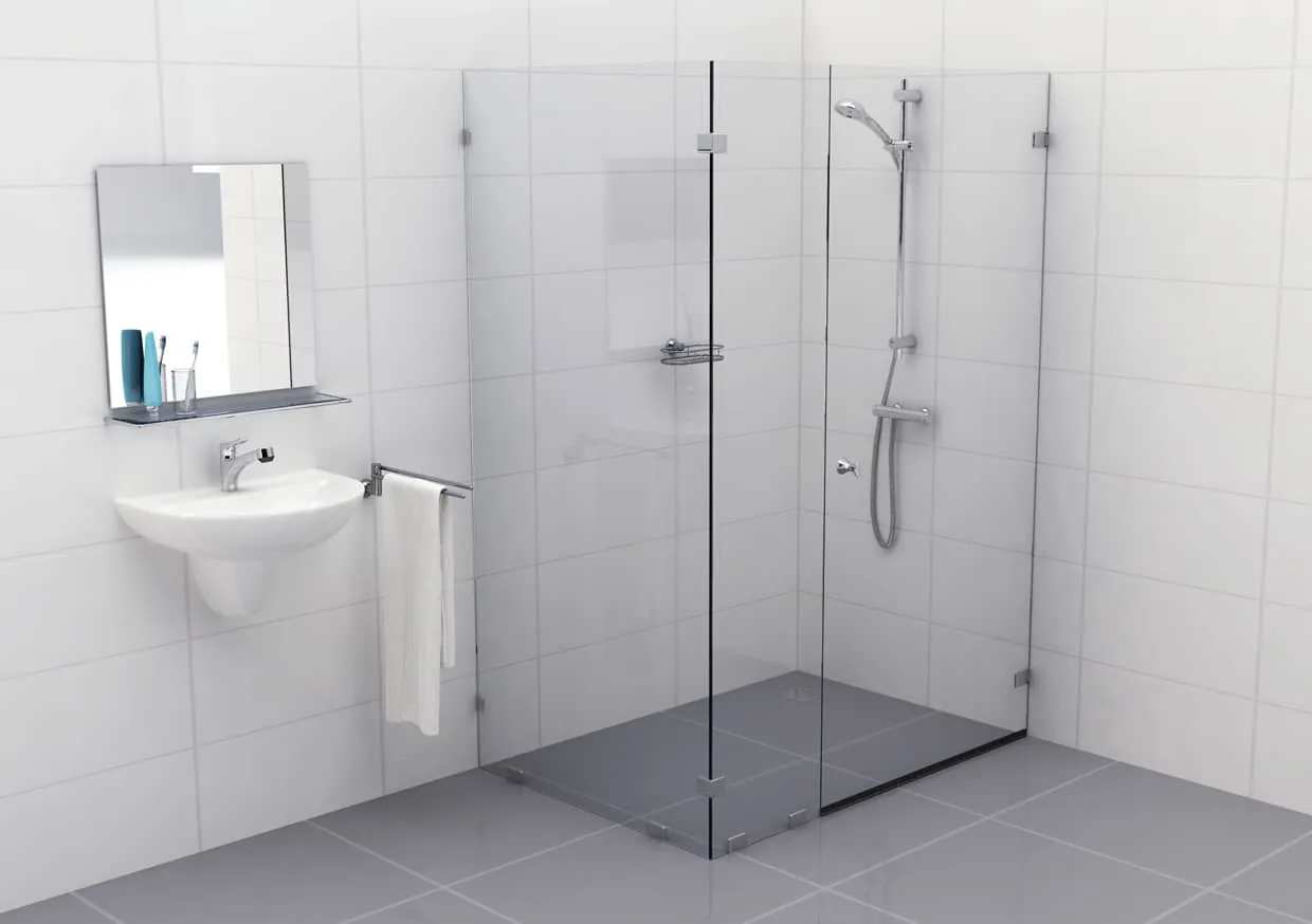 Douchecabine 90 graden maxi transparant glas met glasklem Type L