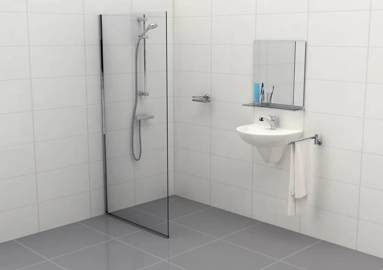 Douchewand transparant glas met U-profiel Type A