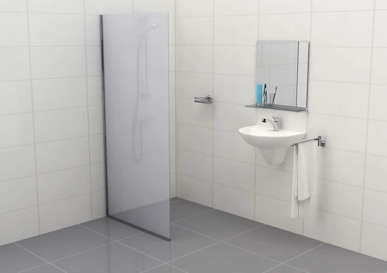 Douchewand mat glas met U-profiel Type A