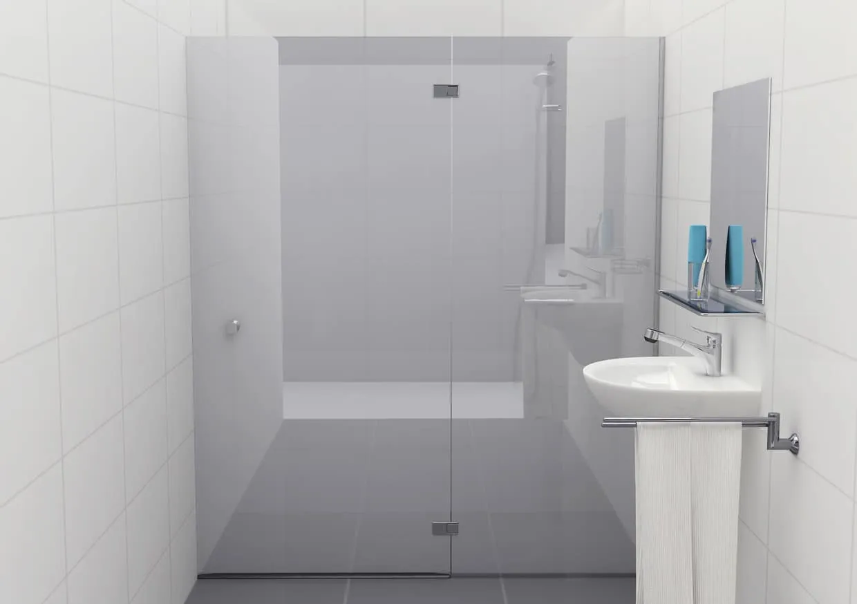 Douchecabine 180 graden mat glas met U-profiel Type G (deur links)