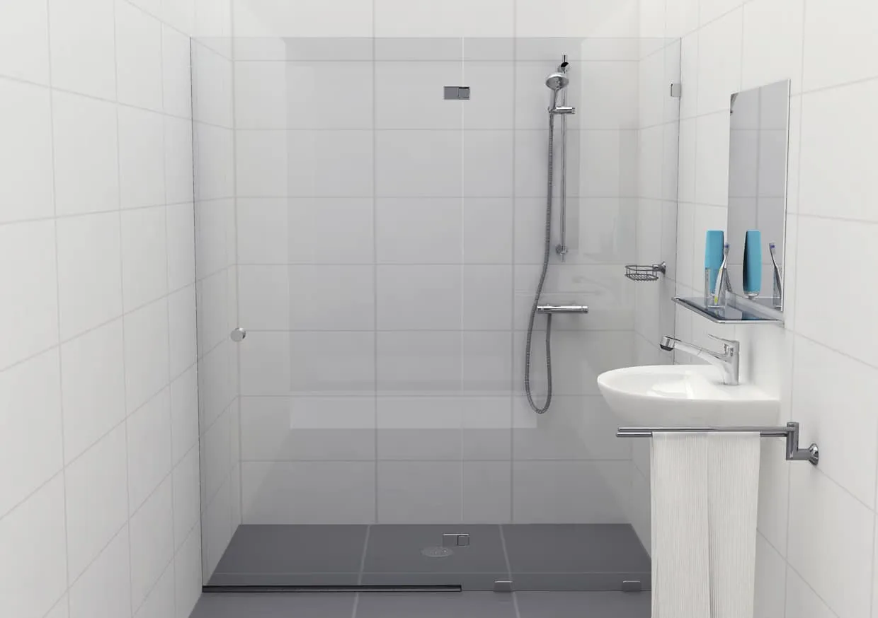 Douchecabine 180 graden transparant glas met glasklem Type G (deur links)