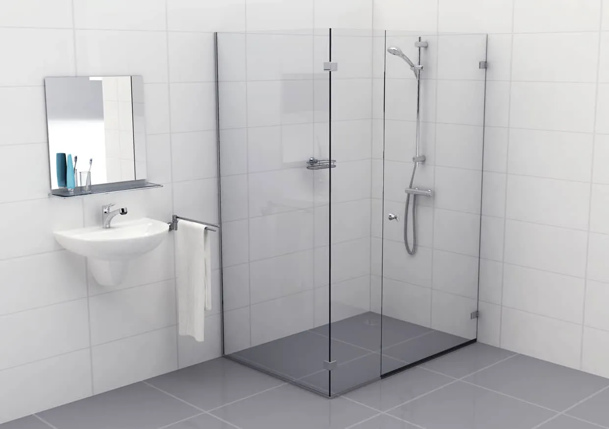 Douchecabine 90 graden maxi transparant glas met U-profiel Type L