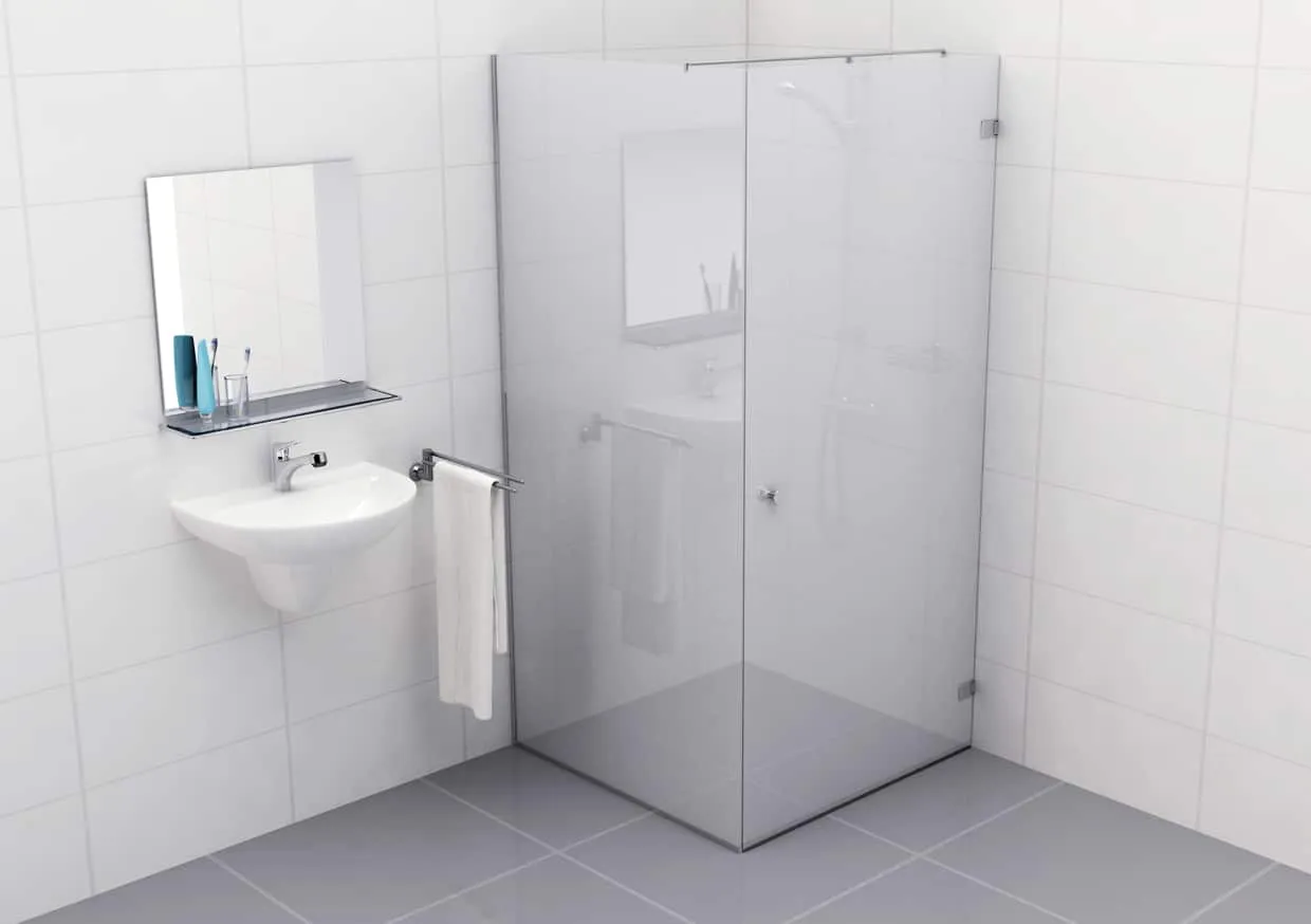 Douchecabine 90 graden mat glas met U-profiel Type J