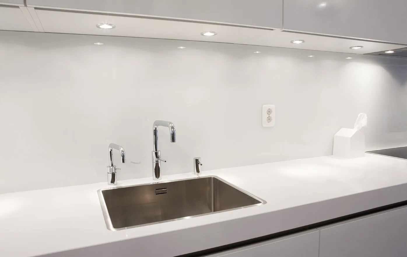 Glazen keukenachterwand wit glans
