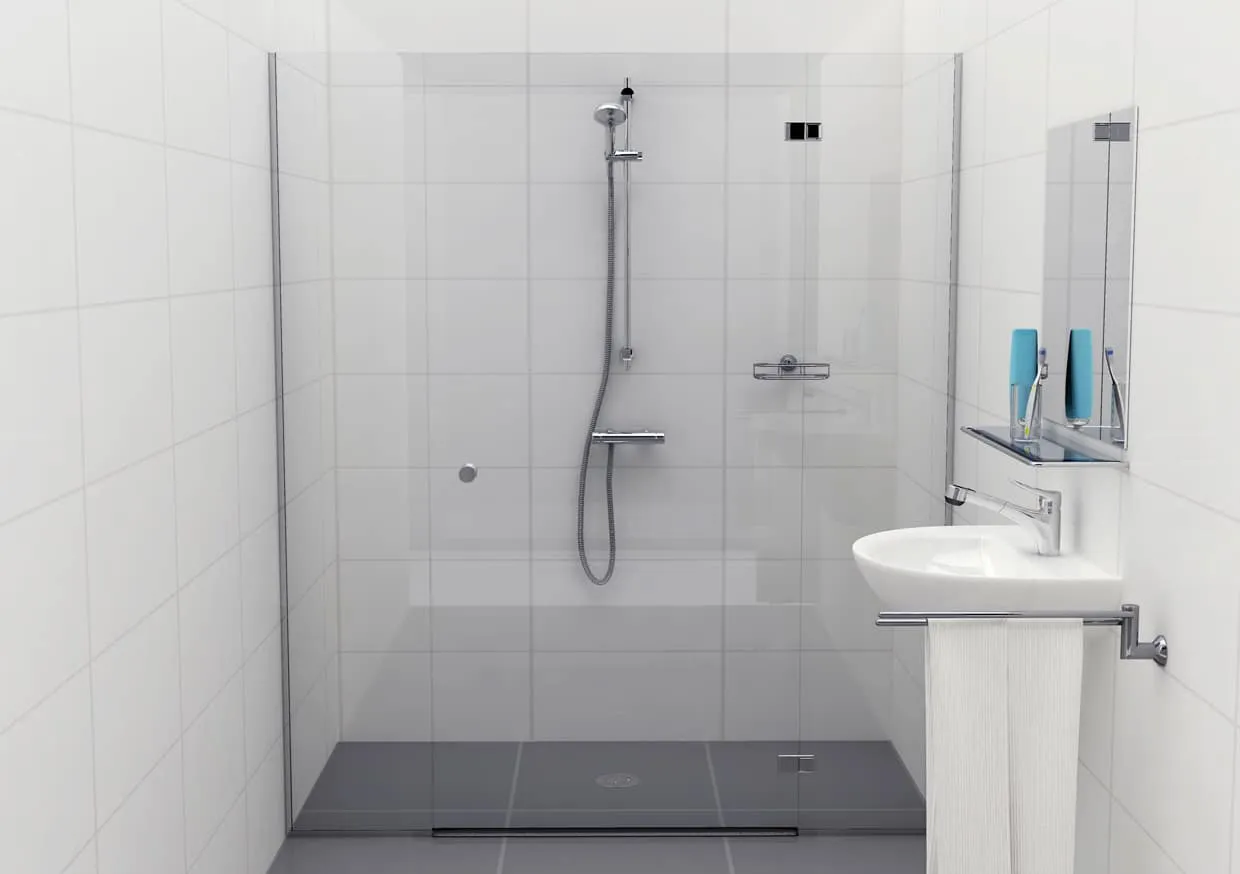 Douchecabine 180 graden transparant glas met U-profiel Type H (deur midden)