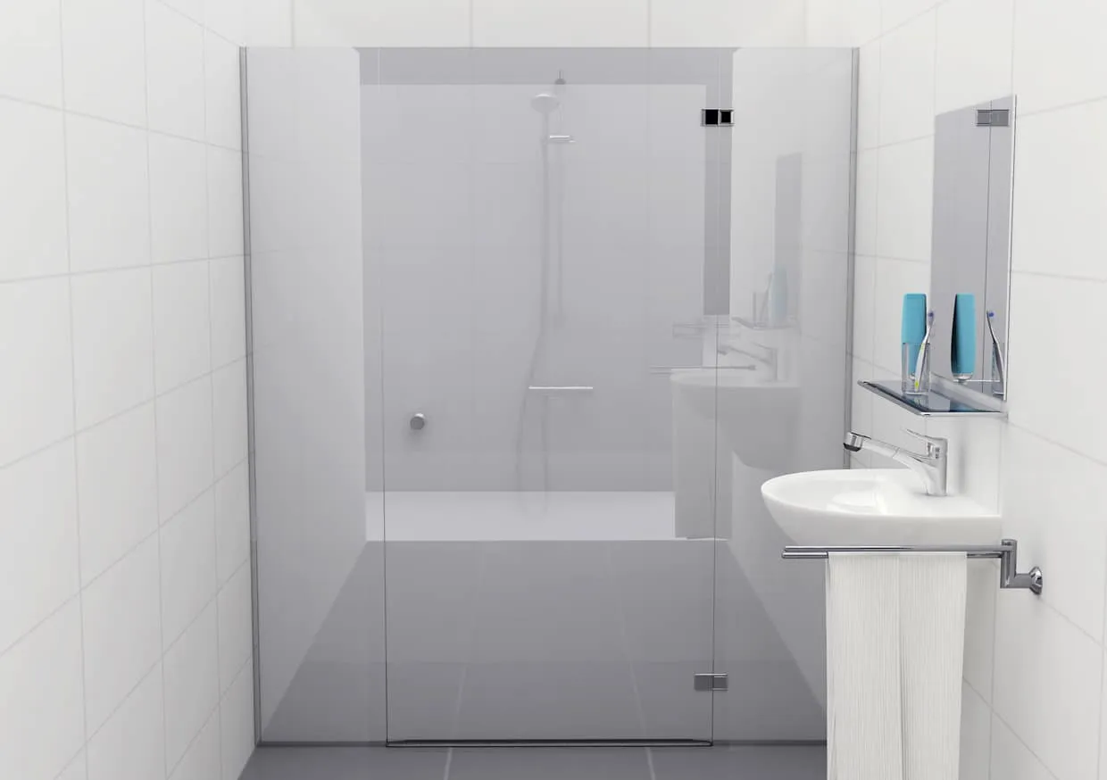 Douchecabine 180 graden mat glas met U-profiel Type H (deur midden)
