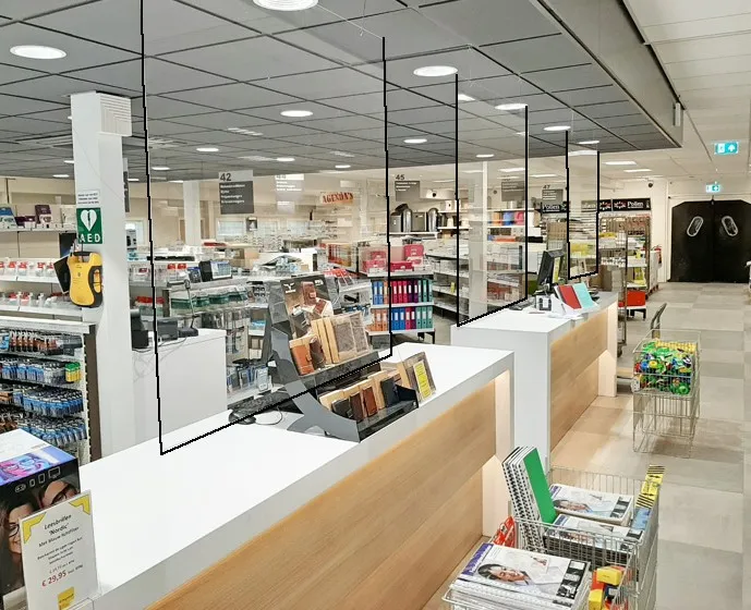 Plexiglas scherm op balie