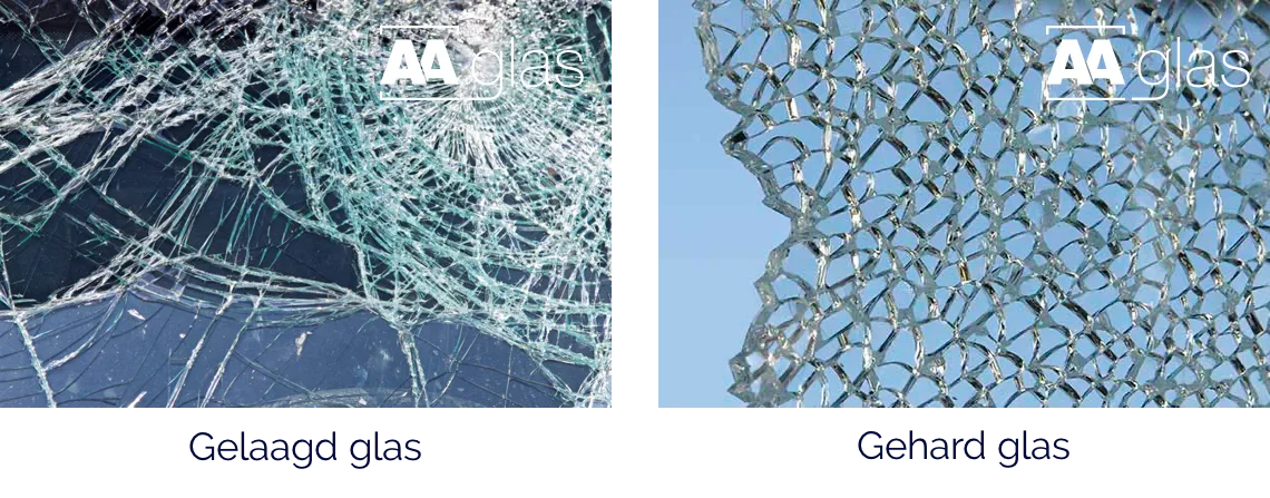 Gehard glas en gelaagd glas reageren anders bij een breuk