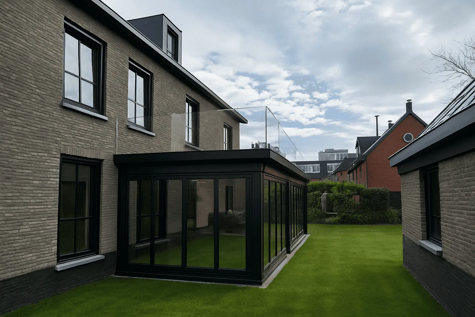 Glazen balustrade buiten