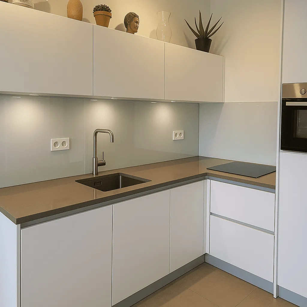 Glazen keukenachterwand wit mat