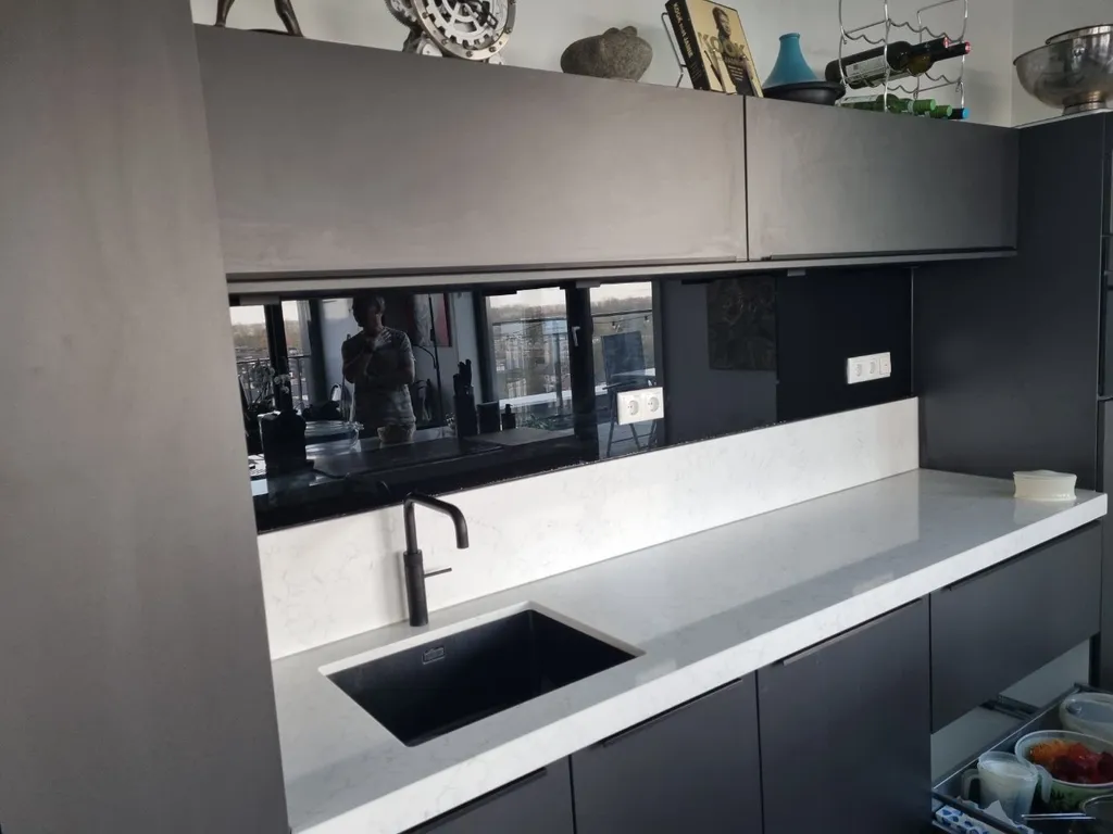 Glazen keukenachterwand zwart glans